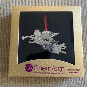 ChemArt Ornament Silver Tone Angel 3D New